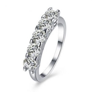 Luxury Wedding Jewelry Five Zircon Platinum Women Ring