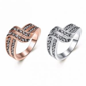 Luxury Wedding Ring Alloy Rhinestone U-Shaped Ring for Women Gift