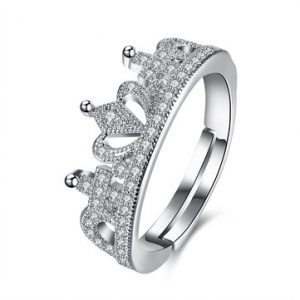 Luxury Wedding Ring Silver Platinum Crown Full Zircon Ring for Women