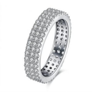 Luxury Wedding Ring Silver Round Full Zircon Women Ring