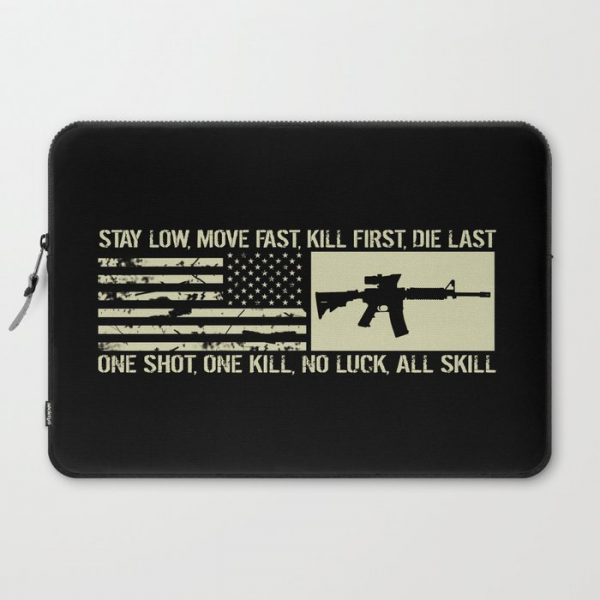 M4 Assault Rifle & Tactical Flag Computer Cover by 13 Tactical - Laptop Sleeve - 15"