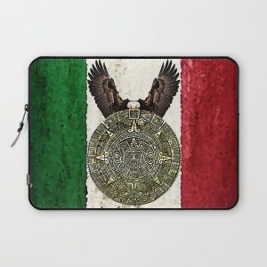 MEXICAN EAGLE AZTEC CALENDAR FLAG Computer Cover by Consuelo Castaneda - Laptop Sleeve - 13"