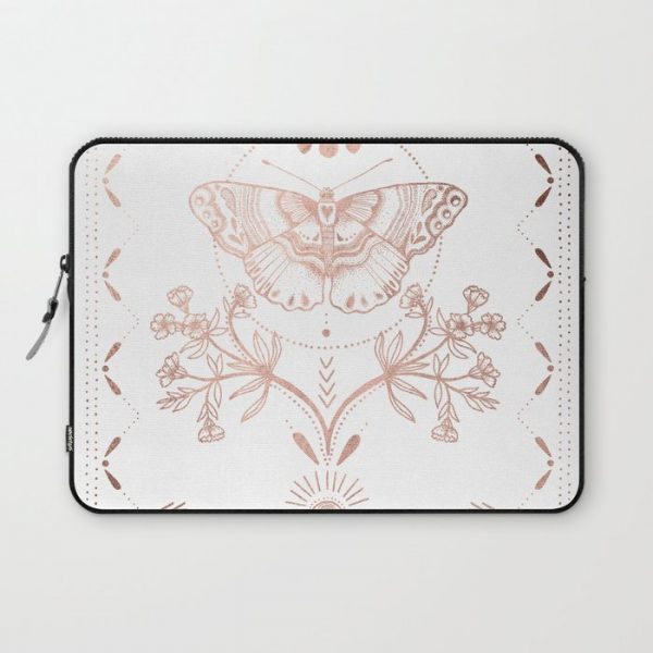 Magical Moth In Rose Gold Computer Cover by MERMAID & UNICORN - Laptop Sleeve - 13"