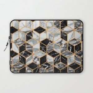 Marble Cubes - Black and White Computer Cover by Zoltan Ratko - Laptop Sleeve - 13"