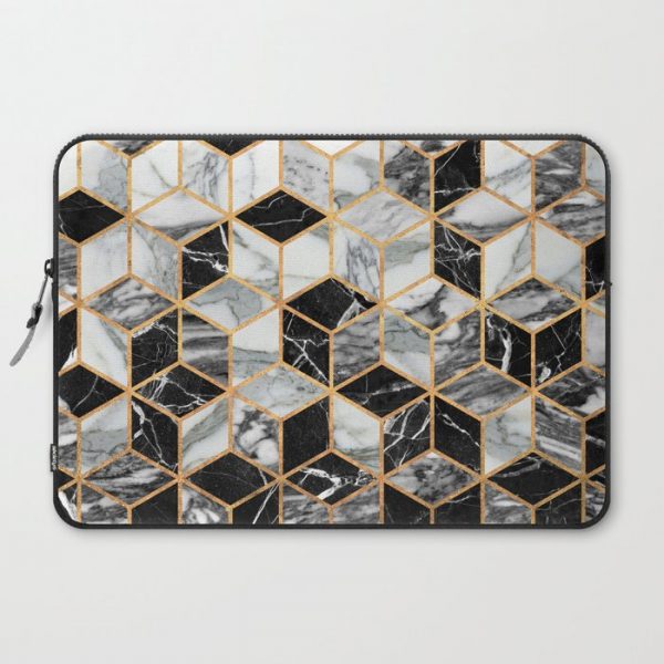 Marble Cubes - Black and White Computer Cover by Zoltan Ratko - Laptop Sleeve - 15"