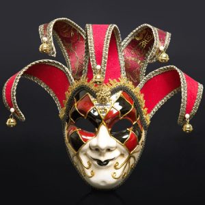 Mask Halloween Costume Bell Color Block Joker Face Masquerade Costume Accessories