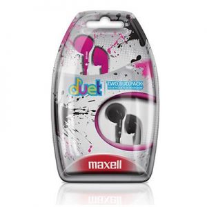 Maxell 196157 Duets Earbuds - Pink / Black