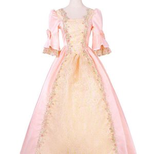 Medieval Renaissance Costume Princess Royal Rapunzel Cosplay Halloween Pink Vintage Dresses