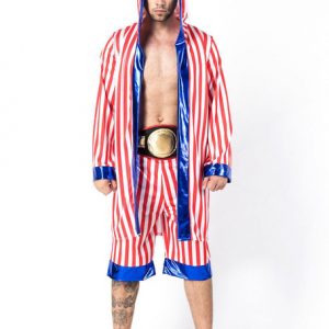 Men Boxer Costume Halloween Striped Outfit