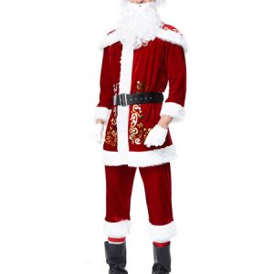 Men Christmas Set Santa Clause Costume Red Holidays Costumes