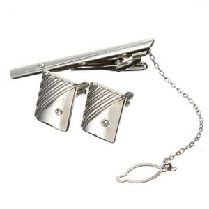 Men Elegant Tie Clips Cufflinks Sets Silver Business Gift Shirt Accessories