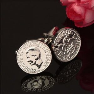 Men Male Silver Coin Pattern Cufflinks Wedding Gift Suit Shirt Accessories