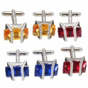 Men Rectangle Ruby Crystal Cufflinks Wedding Party Gift Shirt Suit Accessories