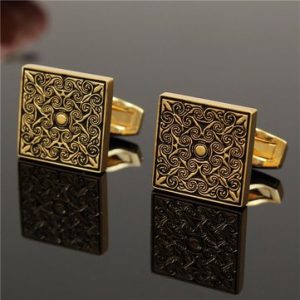 Men Royal Gold Cufflink Square Grid Cufflinks Wedding Party Gift Shirt Suit Accessories