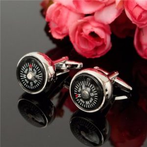 Men Silver Cufflinks Cloisonne Compass Cufflinks Wedding Business Shirt Accessories