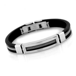 Men' Stainless Steel Silicone Bracelet