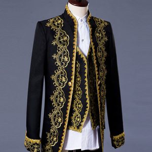 Men Vintage Costume Aristocrat Style Blazer Jacket With Waistcoat And Pant 3 Pieces Costumes Halloween