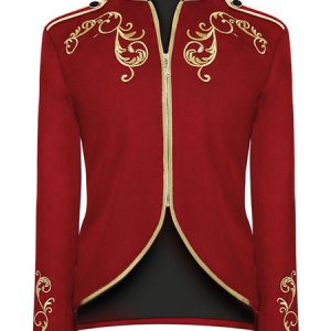 Men Vintage Jacket Embroidered Zipper Stand Collar Retro Costumes