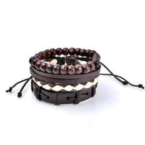 Men's Punk Bracelet Bead Leather Retro Multilayer Bracelet