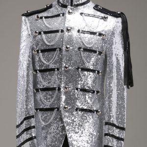 Men's Retro Costume Silver Rococo Overcoat Court Uniform Cloth Costume Halloween