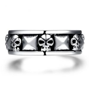 Men's Vintage Punk Skull Head Stainless Steel Ring