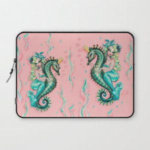 Mermaid Riding a Seahorse Prince Computer Cover by Miss Fluff - Laptop Sleeve - 13"