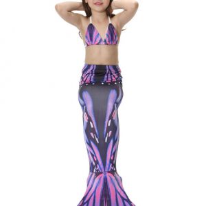 Mermaid Tail Costume Kids Purple Printed Bathing Swimsuits