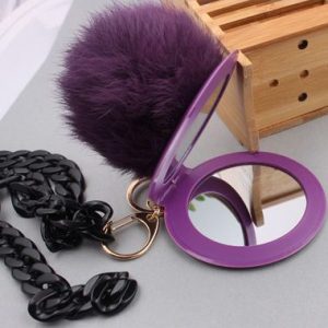 Metal Chain Purple Furry Ball Pendant Sweater Necklace - One Size