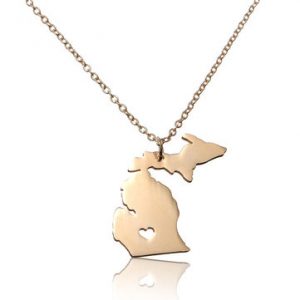 Michigan State Map Pendant Alloy Necklace