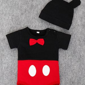 Mickey Mouse Cosplay Costume Bows Infant Cartoon Newborn Baby Clothes With Hat Halloween