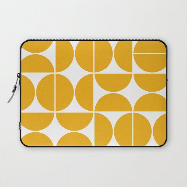 Mid Century Modern Geometric 04 Yellow Computer Cover by The Old Art Studio - Laptop Sleeve - 13"