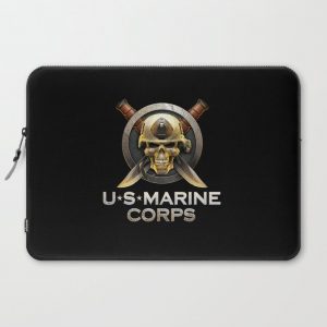 Military badge with marine skull Computer Cover by Greg Pedzinski - Laptop Sleeve - 15"