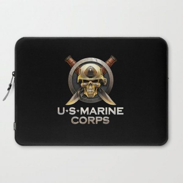 Military badge with marine skull Computer Cover by Greg Pedzinski - Laptop Sleeve - 15"