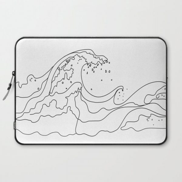 Minimal Line Art Ocean Waves Computer Cover by Nadja - Laptop Sleeve - 15"