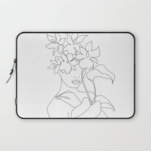 Minimal Line Art Woman with Flowers V Computer Cover by Nadja - Laptop Sleeve - 13"