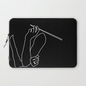 Minimal line drawing Audrey Hepburn smoking - breakfast at Tiffani Computer Cover by abcedesign - Laptop Sleeve - 13"