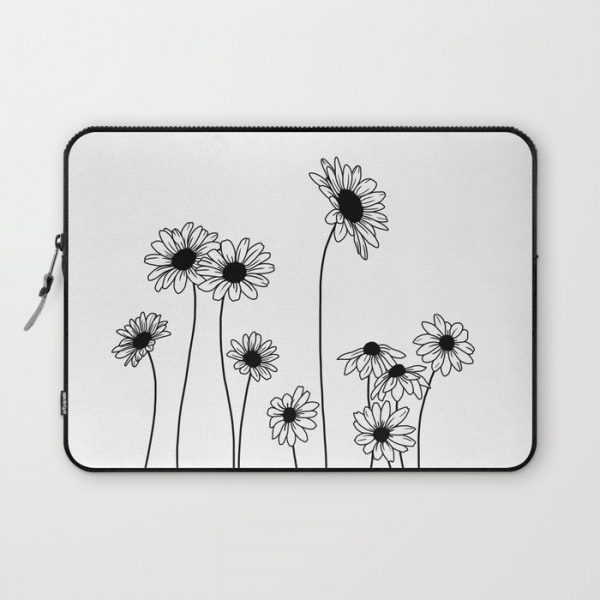 Minimal line drawing of daisy flowers Computer Cover by The Colour Study - Laptop Sleeve - 13"