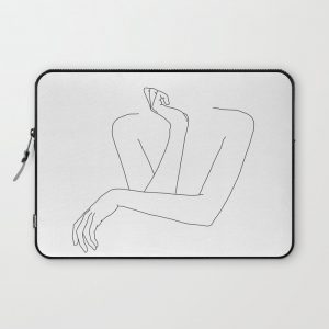 Minimal line drawing of woman's folded arms - Anna Computer Cover by The Colour Study - Laptop Sleeve - 13"