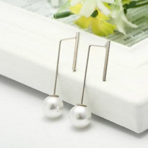 Minimalist Style Alloy Geometric Sweet Pearl Pendant Earrings For Women