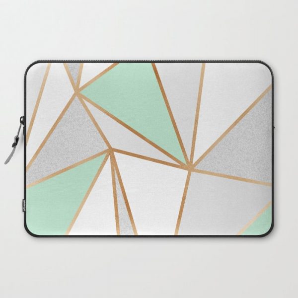 Mint Green, Grey & Gold Geo Computer Cover by BlueBanana - Laptop Sleeve - 15"