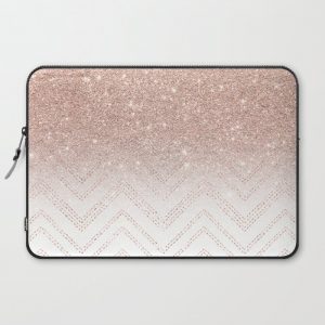 Modern faux rose gold glitter ombre modern chevron stitches pattern Computer Cover by Girly Trend - Laptop Sleeve - 15"