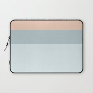 Modern pastel coral blue color block stripes Computer Cover by Pink Water - Laptop Sleeve - 13"