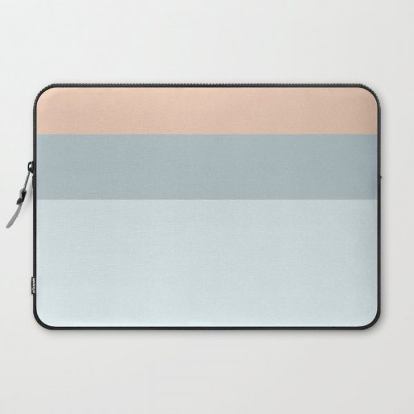 Modern pastel coral blue color block stripes Computer Cover by Pink Water - Laptop Sleeve - 15"