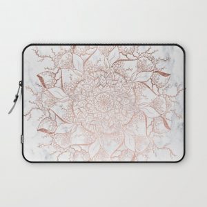 Modern rose gold floral terrarium mandala white marble Computer Cover by Girly Trend - Laptop Sleeve - 13"