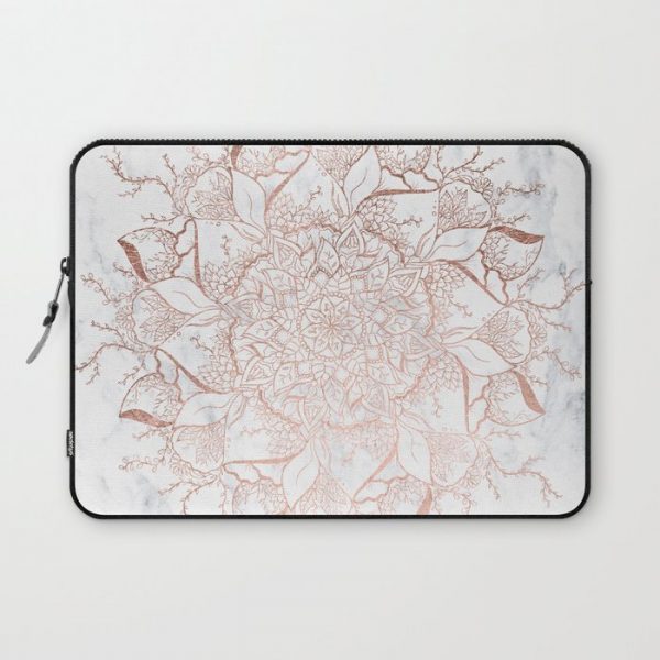 Modern rose gold floral terrarium mandala white marble Computer Cover by Girly Trend - Laptop Sleeve - 13"