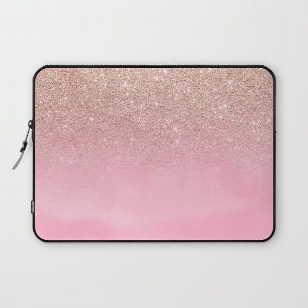 Modern rose gold glitter ombre hand painted pink watercolor Computer Cover by Girly Trend - Laptop Sleeve - 13"