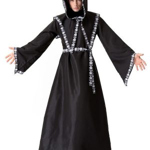 Monastery Vintage Costume Middle Ages Skull Print Black Retro Costumes For Man