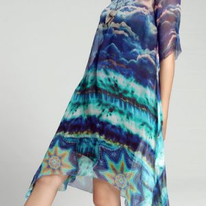 Multicolor Casual Asymmetric A-line Midi Dress With Camis