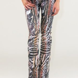 Multicolor Cotton-blend Animal Printed Straight Leg Pants