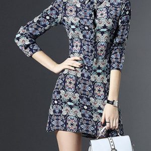 Multicolor Floral Casual Silk Mini Dress